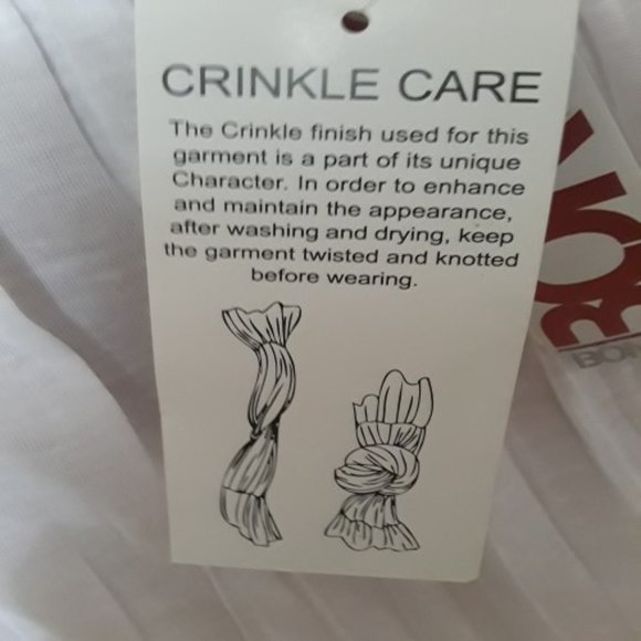 Bongo White Crinkle Peasant Short Sleeve Rope Tie Neck Size SJ NWT - Picture 5 of 6